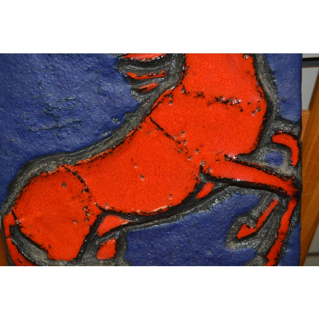 Vintage Ruscha Keramik Fat Lava Blue Stone Art Wall Plate