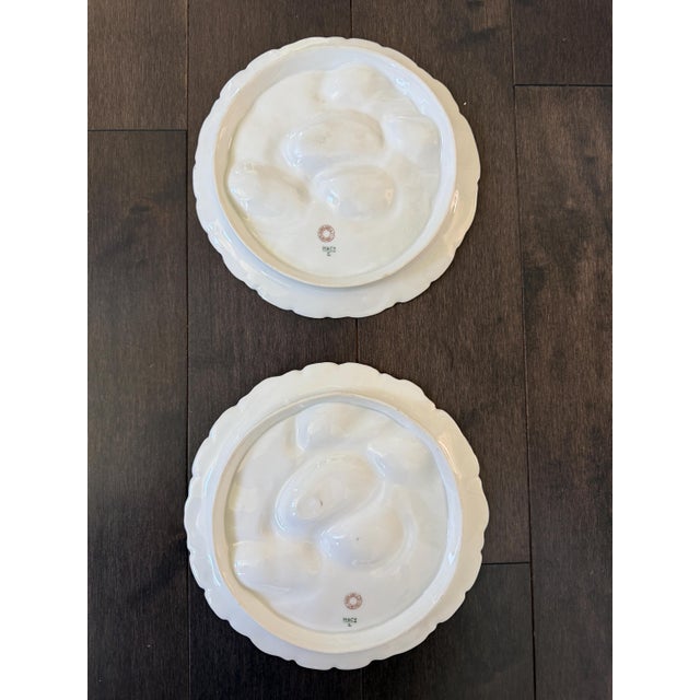 Set/6 Rare Antique French Haviland & Co. Limoges Porcelain Turkey Pattern Oyster Plate 8.75" With Sea Creatures For Sale - Image 9 of 16