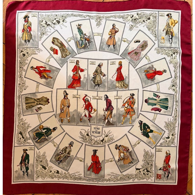 French Country Hermès Tenue De Vénerie 1964 Silk Scarf Designed by Charles Hallo For Sale - Image 3 of 12