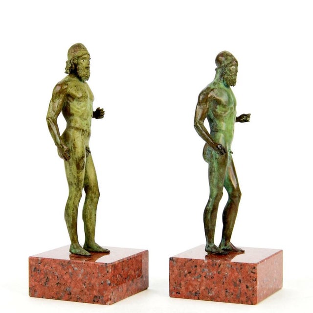 Bronze Replicas of the Riace Warriors on Marble Bases, Late 20th Century, Set of 2 For Sale - Image 4 of 6