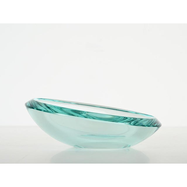 Fontana Arte Crystal Turquoise Bowl by Max Ingrand for Fontana Arte, 1950s For Sale - Image 4 of 13