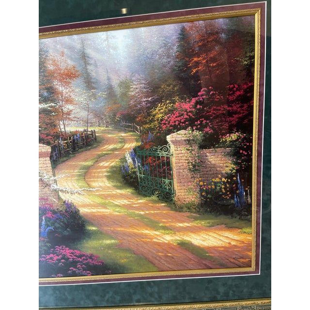 Contemporary 1996 Thomas Kinkade “Spring Gate” Large Framed Print For Sale - Image 3 of 12