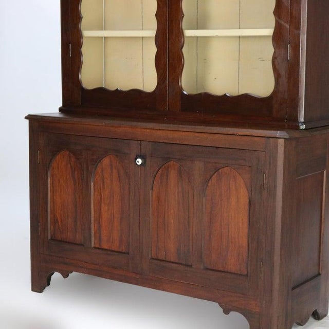 Traditional Antique Two-Piece Walnut Step Back Bookcase Circa 1910 For Sale - Image 3 of 13