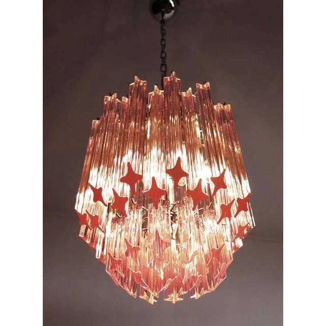 Murano Quadriedri Murano Chandelier – 47 Pink Prisms For Sale - Image 4 of 9