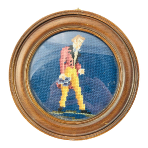 Late 1800s Walnut Framed Needlepoint of Victorian Gentleman