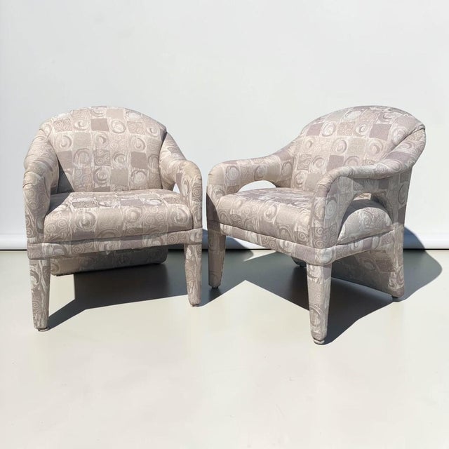Textile Kagan Style Postmodern Sculptural Chairs by Carson’s - a Pair For Sale - Image 7 of 8