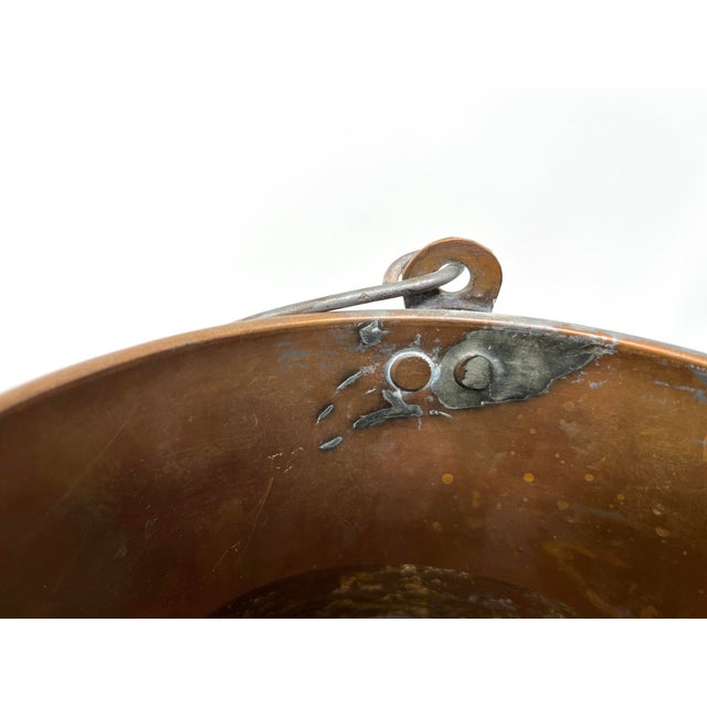 Antique Copper Bucket With Bale Handle, Fireplace Accessory, Rustic Planter For Sale - Image 10 of 11