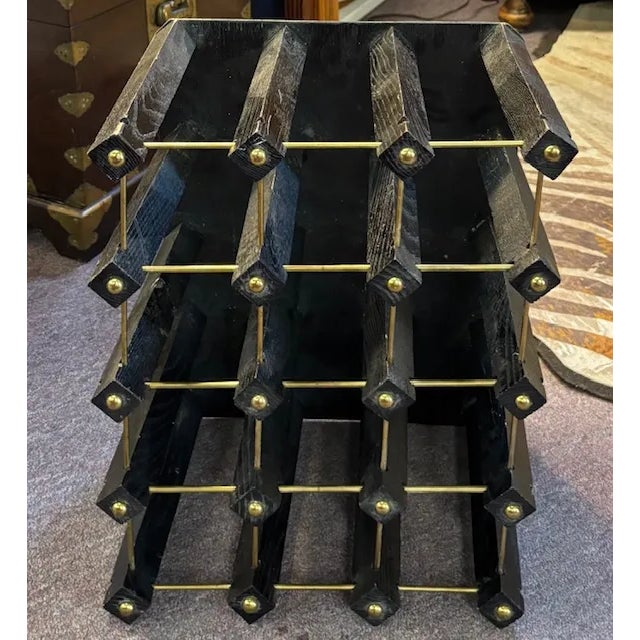 Mid-Century Modern Mid Century Wood Wine Holder Rack in Black For Sale - Image 3 of 6