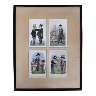A Set of Four (4) 1930’s Horseracing & Turf Personalities Caricature Prints For Sale