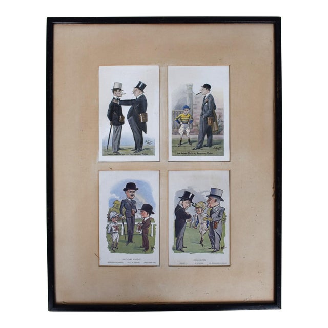 A Set of Four (4) 1930’s Horseracing & Turf Personalities Caricature Prints For Sale