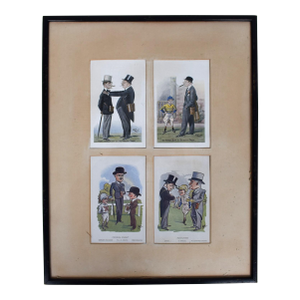 A Set of Four (4) 1930’s Horseracing & Turf Personalities Caricature Prints