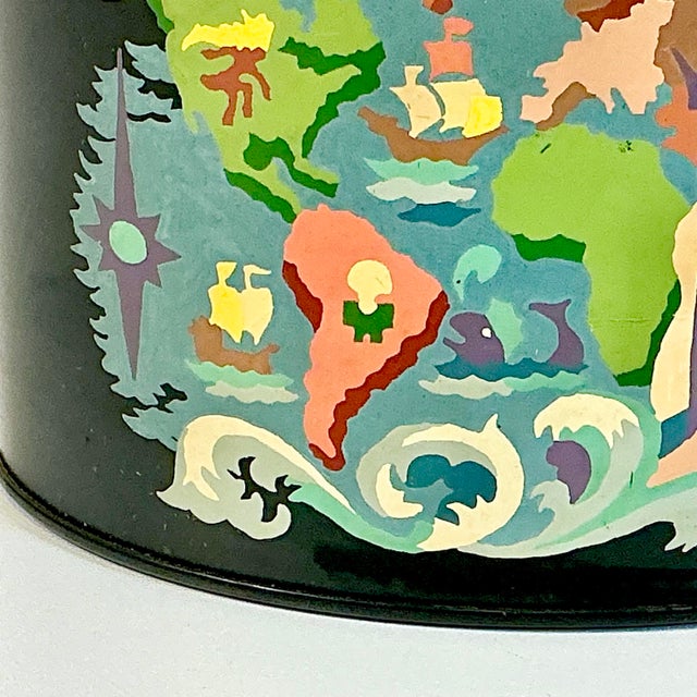 1970s Vintage Boho Chic Coastal Tole Neptune Undersea Motif Metal Planter For Sale - Image 10 of 12