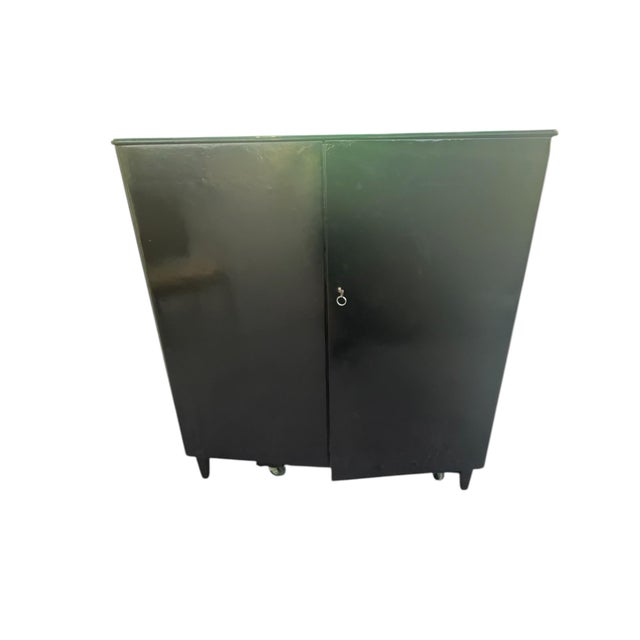 Bodafors Vintage Scandinavian Linen Cabinet Attributed to Bodafors With Custom Black Mirror Top For Sale - Image 4 of 14