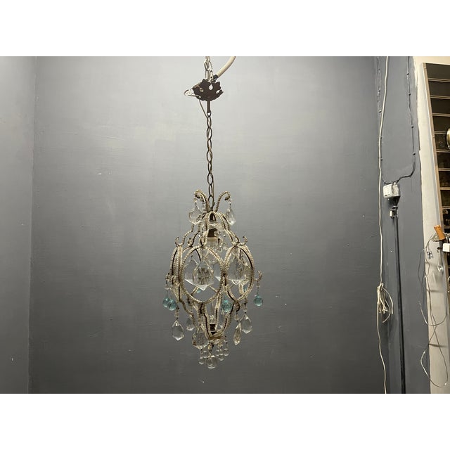 Crystal Beaded Light Pendant with Light Blue Murano Glass Tear Drops, 1960s For Sale - Image 10 of 13