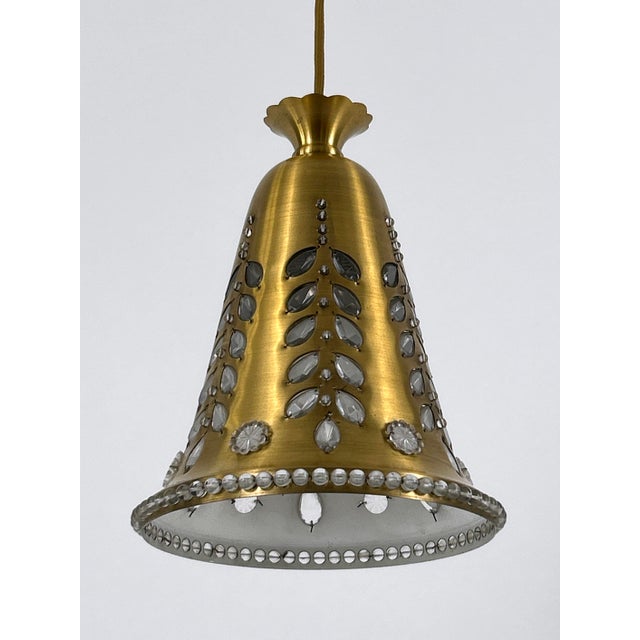 Mid-Century Pendant Lamp in Brass and Crystal by Oswald Haerdtl for Lobmeyr, Austria, 1950s For Sale - Image 15 of 18