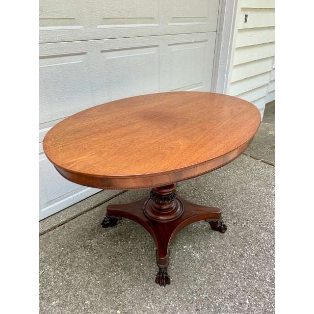 Late 19th Century Antique American Empire Mahogany Paw Foot Pedestal Center Table, Late 19th Century For Sale - Image 5 of 12