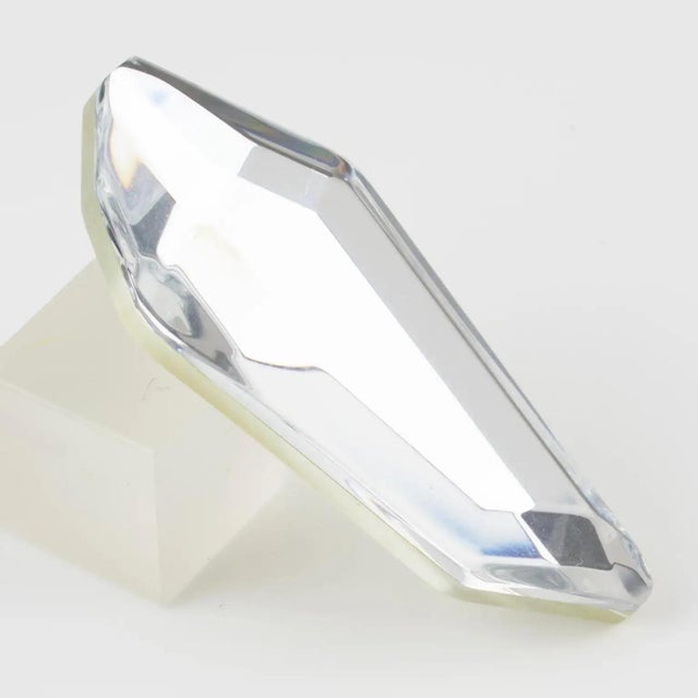 Silver Kaso Silver Mirror Effect Ice Cube Acrylic Asymmetric Brooch For Sale - Image 8 of 9