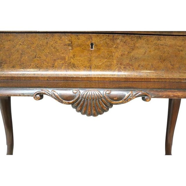 Burl & Carved Walnut Slant Front Marquetry Secretary Desk C1900 For Sale - Image 10 of 16