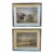 Pair of South American Oil Paintings of Houses Architecture With Silver Frames and Hand-Lined Mat Signed Fortes For Sale
