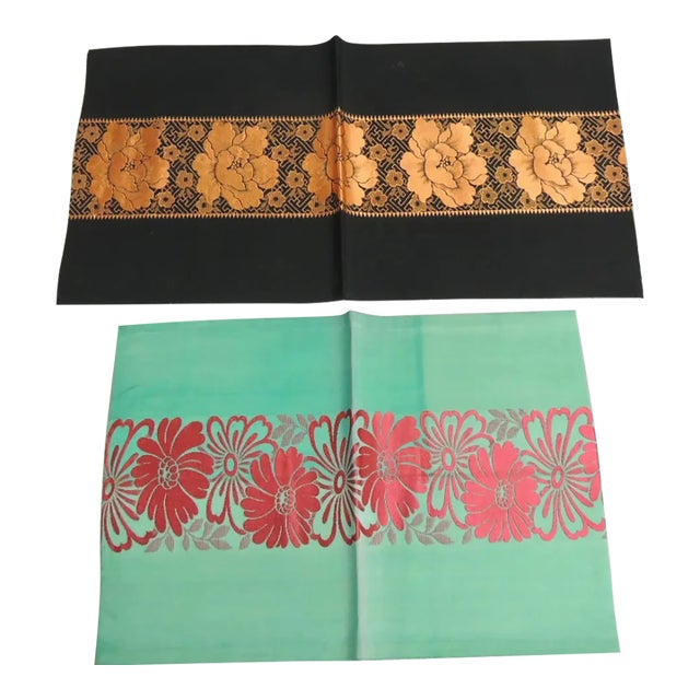 Vintage Silk Obi Textiles - Set of 2 For Sale
