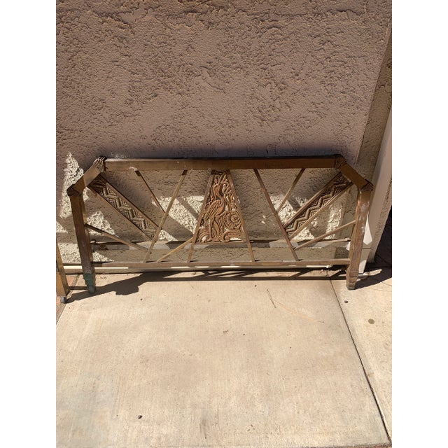French Art Deco Brass Headboard & Footboard With Side Rails. For Sale - Image 4 of 10