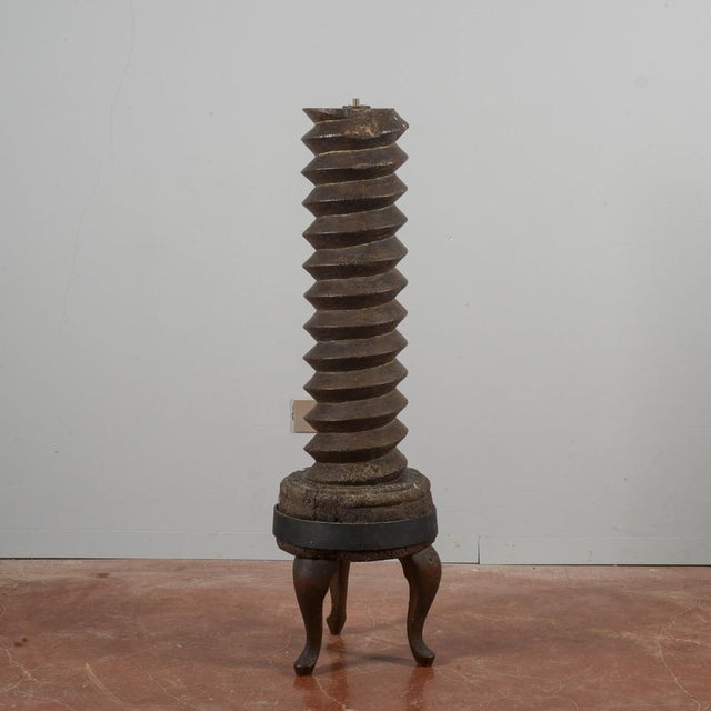 Wooden Grape Wine Press Screw with Support, Italy, 19th Century For Sale - Image 14 of 18
