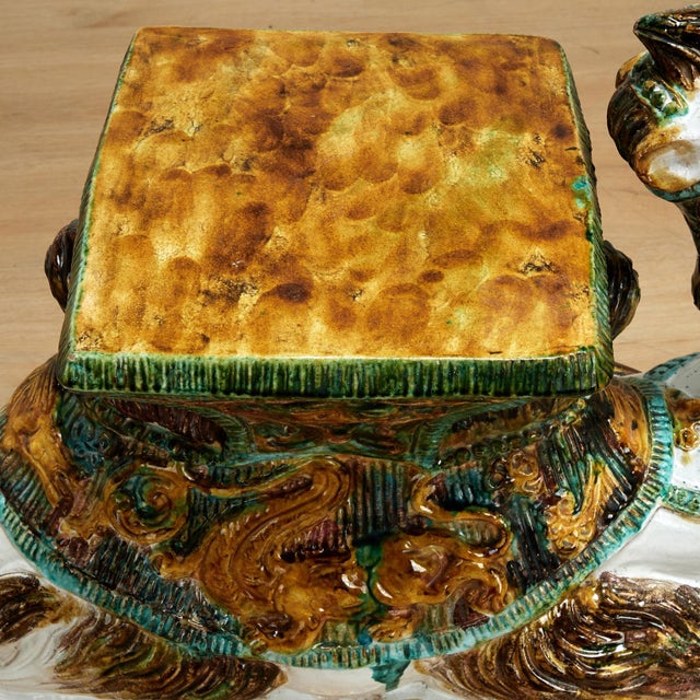 Vintage Italian Glazed Terra Cotta Stool or Stand For Sale - Image 12 of 18