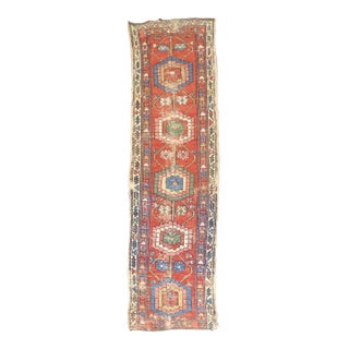 Narrow Distressed Antique Persian Heriz Runner rug no.j4186 For Sale