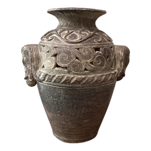 Vintage Terracotta Finish Bronze Color Elephant Head Asian Motifs