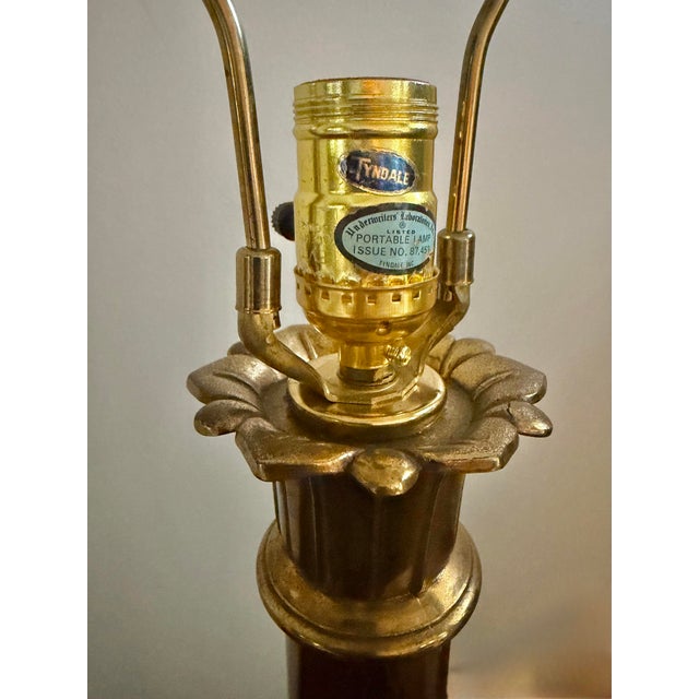 1980s Vintage Tyndale Sculptural Lotus Brass Table Lamp, Rewired For Sale - Image 5 of 7