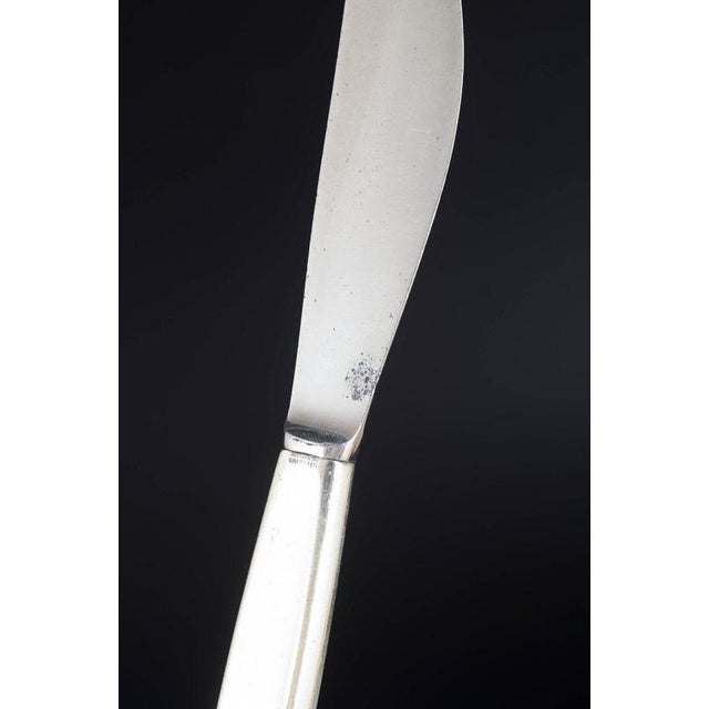 Cypress Lunch Knives in Sterling Silver and Stainless Steel by Georg Jensen, 1940s, Set of 6 For Sale - Image 4 of 7