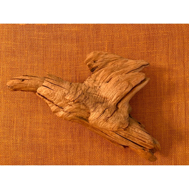 Vintage Mid Century driftwood sculpture in beautiful wood and burlap wood frame. Unique and one of a kind. Please see...