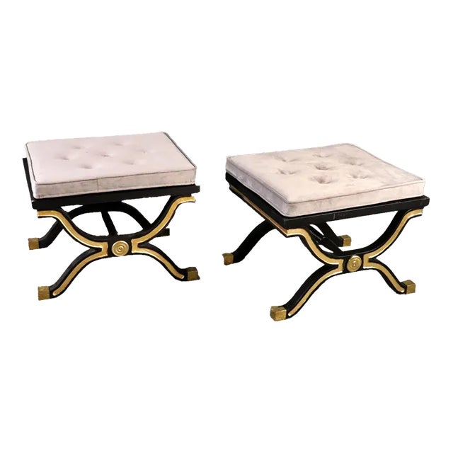 Dorothy Draper Style X Benches- Stools For Sale