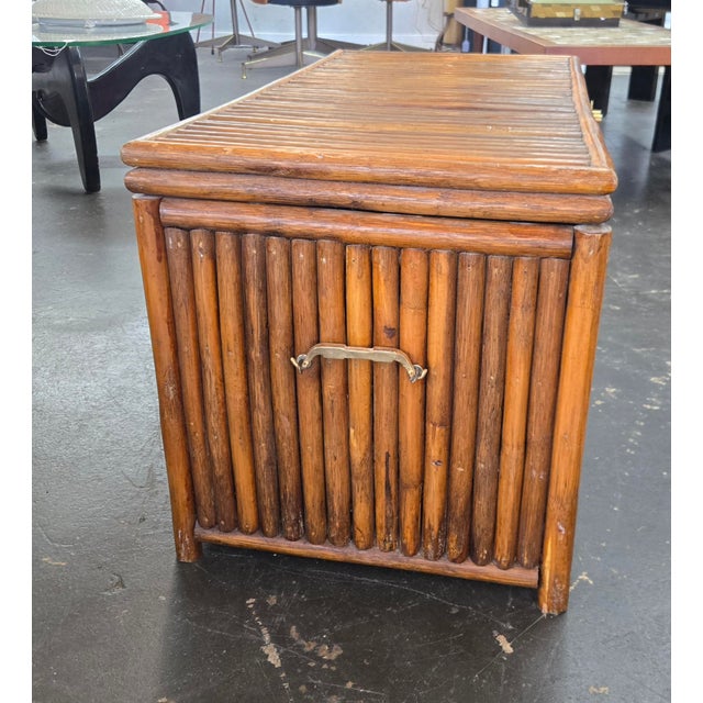 Great trunk for storage in any room features brass accents and lots of space inside. Has a great worn and aged look about...