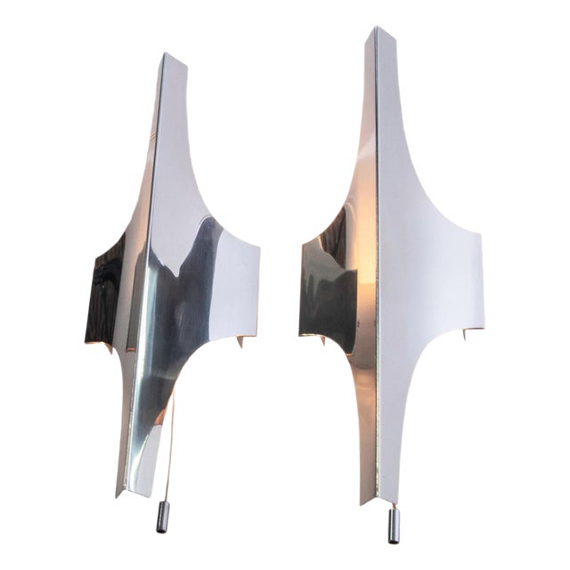 Nickel-Plated Wall Sconces, 1960s, Germany, Set of 2 For Sale