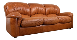 Vintage 1970's Italian Leather Sofa