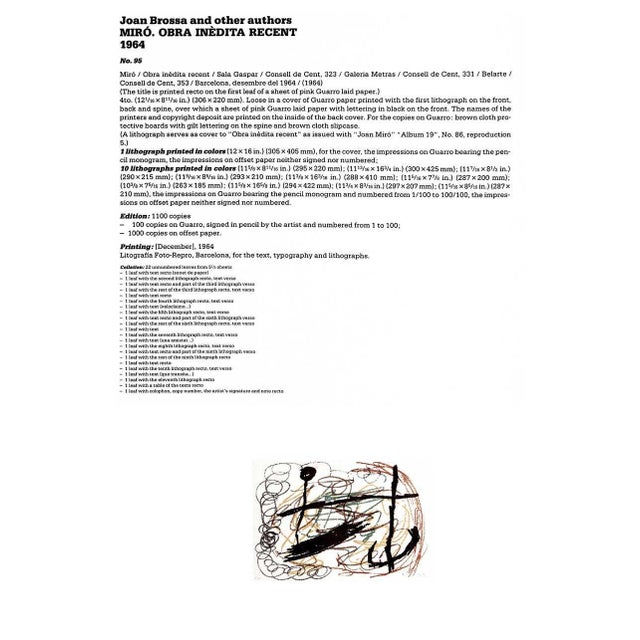 Joan Miro Lithograph Original Ltd. Edition Sign W/Catalog Ref. C95 W/Frame Included For Sale In Atlanta - Image 6 of 6