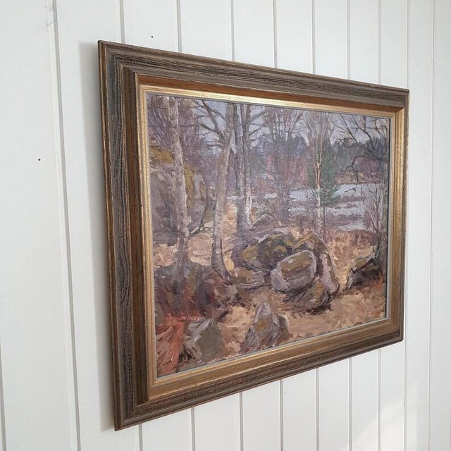 1971 Mid Century Swedish Expressionist Landscape "Tidig Vårdag" by Gunnar Svensson For Sale - Image 18 of 18
