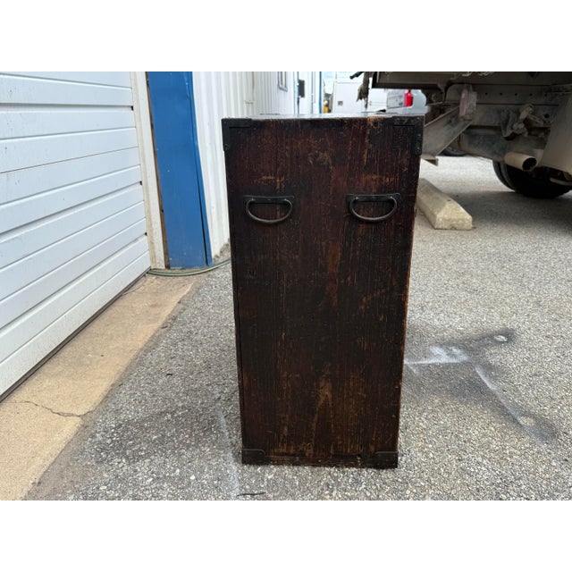 Vintage Antique Pine Campaign Chest With Iron Hardware For Sale - Image 4 of 12