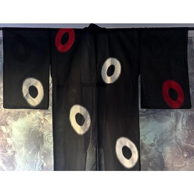 Textile Vintage Japanese Gauze Kimono with Embroidery Modern Design For Sale - Image 7 of 18