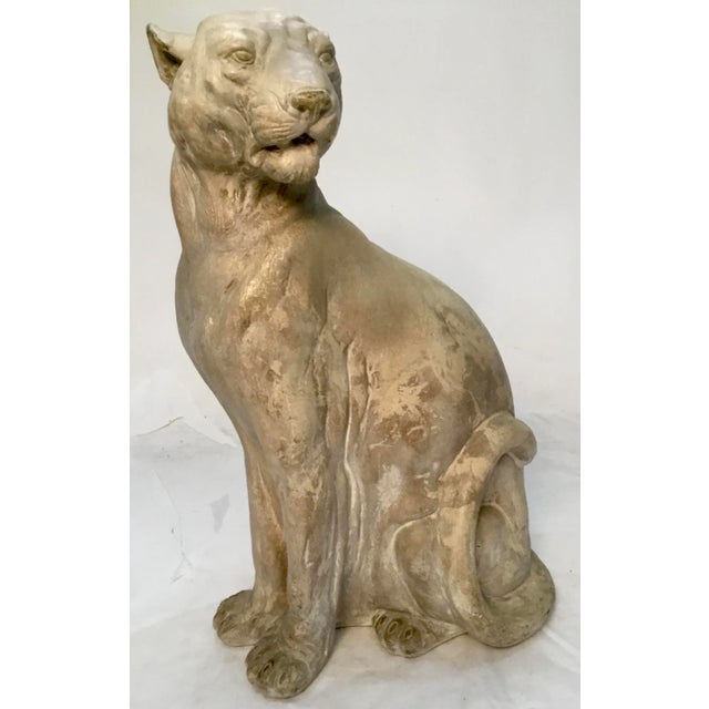 Large Vintage Plaster Sculpture of a Panter For Sale - Image 13 of 13