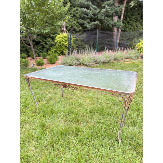 Vintage Woodard Style Wrought Iron Patio Dining Set - 7 Pieces For Sale - Image 11 of 12