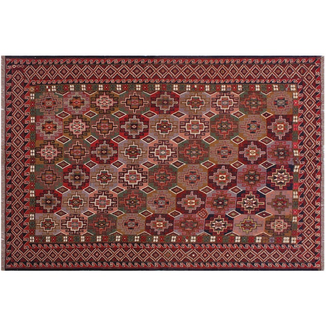 1960s Vintage Tribal Soumakh Wool Rug - 6'2" X 7'10" For Sale - Image 10 of 11