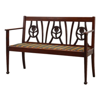 Vintage Art Deco Belgian Bench in Oak, 1920s For Sale