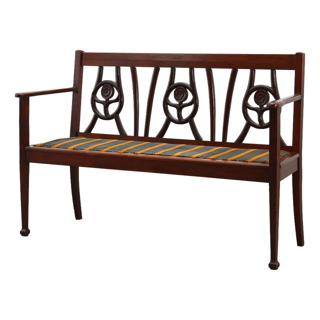 Vintage Art Deco Belgian Bench in Oak, 1920s For Sale