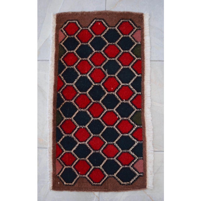 1970s Hand Knotted Small Rug, Entryway Rug, Bath Mat, Kitchen Decor, Turkish Rug, Doormat 1'4" X 2'8" For Sale - Image 16 of 16