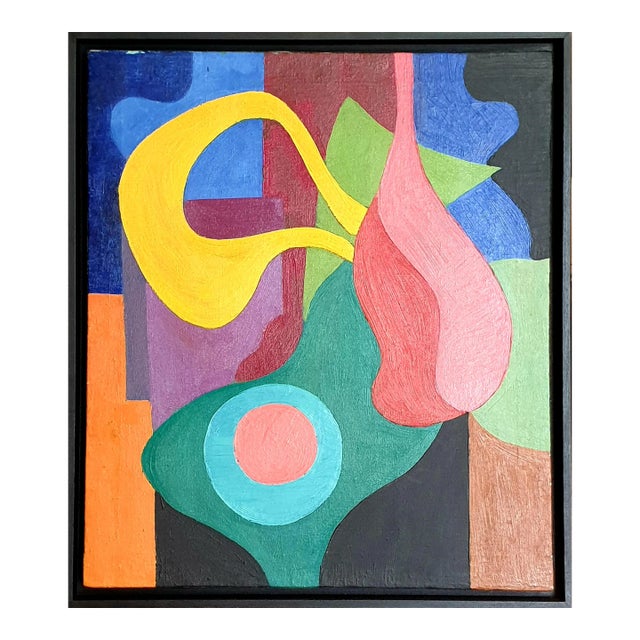Late 20th Century Abstract Oil Painting on Canvas "Flowers", by Yuri Vassilievich Titov, Framed For Sale