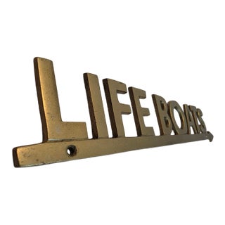 Vintage Solid Brass "Life Boats" Arrow Sign For Sale