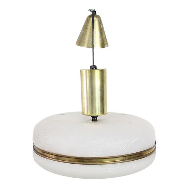 1960s Mid-Century Modern Brass Ceiling Pendant Light Fixture For Sale