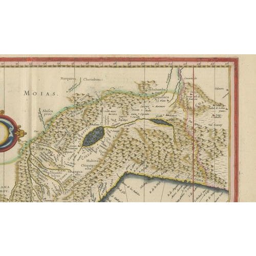 Paper Antique Hand-Colored Map of Peru from Blaeu, 1642 For Sale - Image 7 of 9